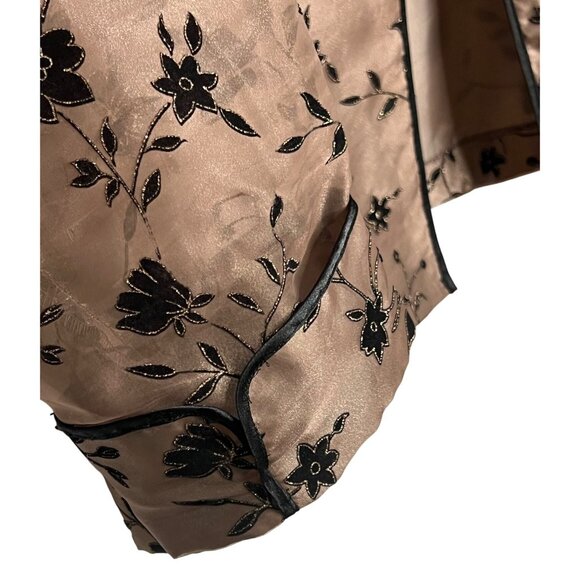 Onyx Nite Floral Embroidered Open Front Jacket Plus Size 26 Brown  Black Elegant - Picture 6 of 16